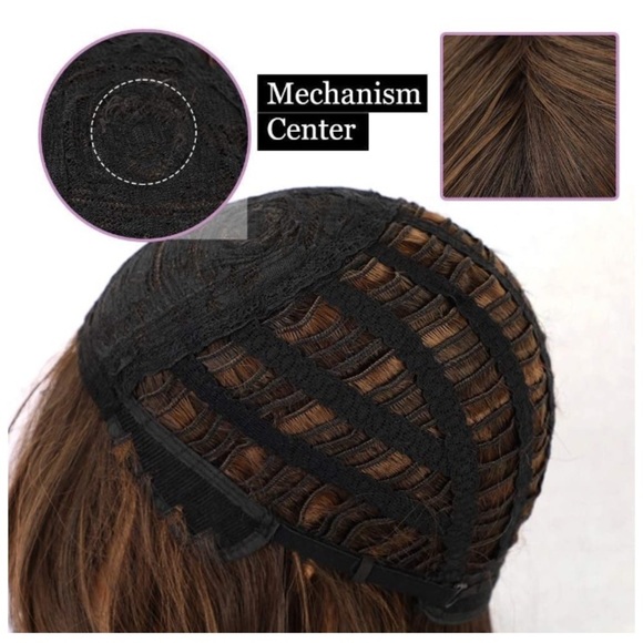 Dark Brown Long Wavy Wigs with Bangs main image 4